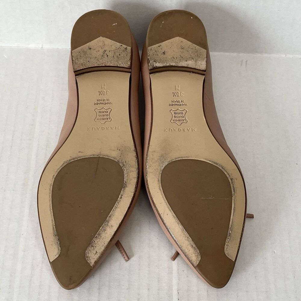 Margaux The Pointe Nude Leather Pointed Toe Ballet Flats Bow Preppy EU 36.5 US 6 - Picture 8 of 16